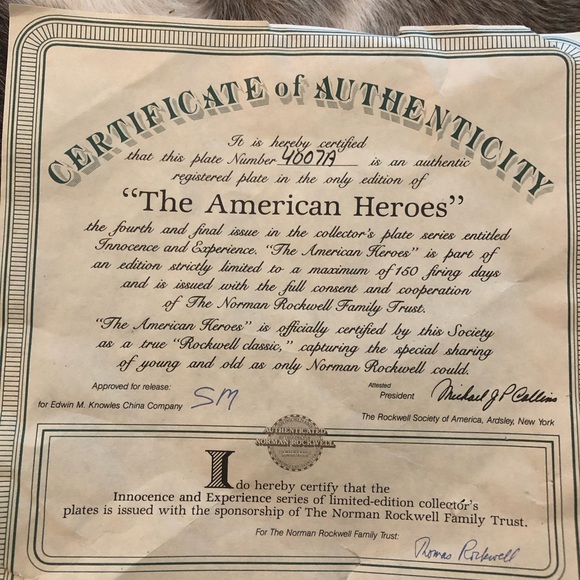 Norman Rockwell Collector Plate Set with certificates - Picture 9 of 9